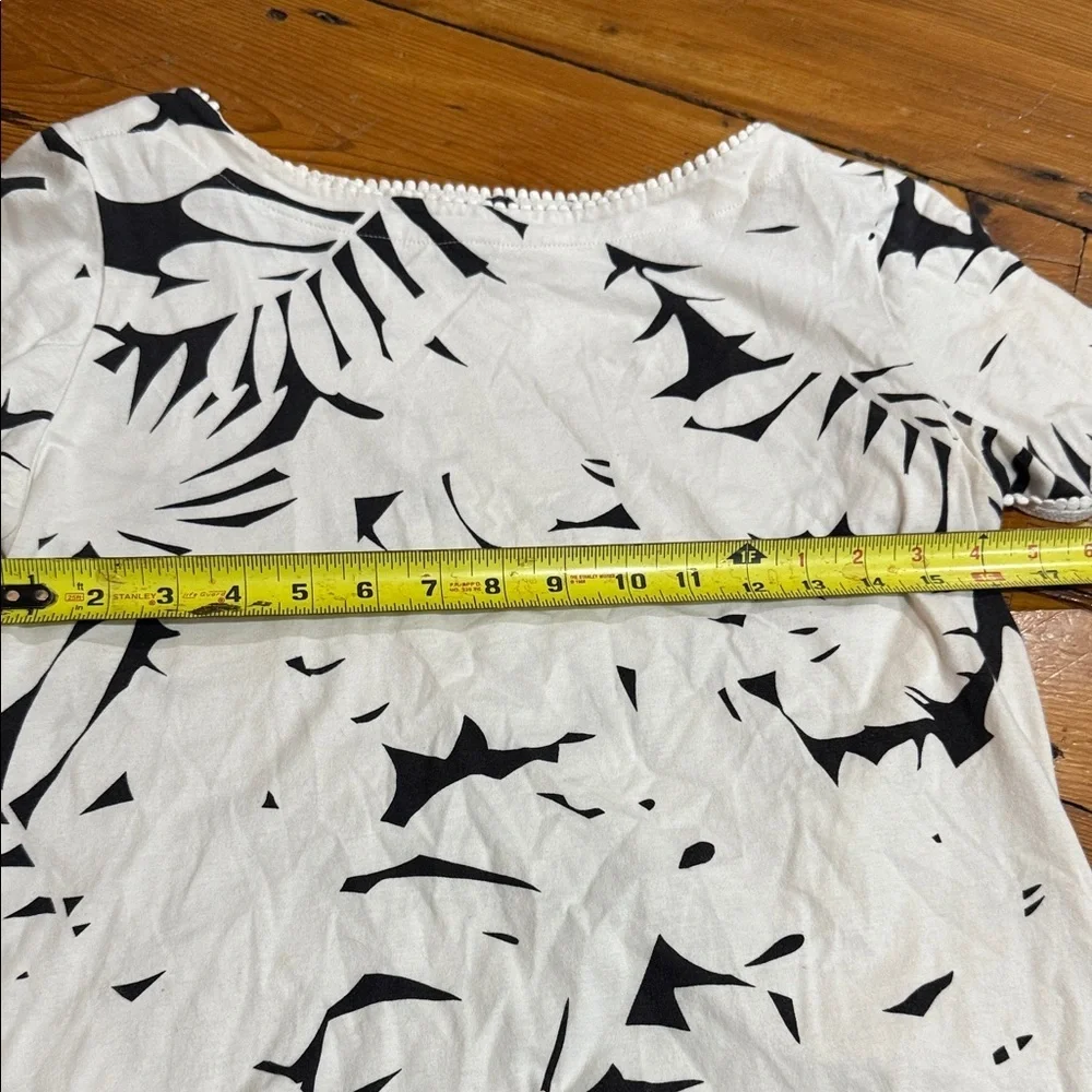 Ann Taylor Black and White Leaf Print Blouse Size Large L 100% cotton - Picture 4 of 7